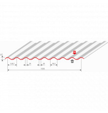 Bac acier Coveo 1030 8,25 75/100 avec feutre (25x1800x1030) Rouge 8012